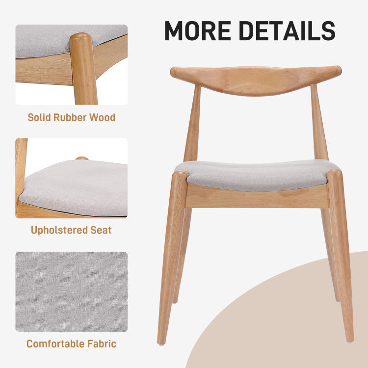 Set Of 2 Rubberwood Dining Chairs With Ergonomic Backrest & Comfort Cushions, Natural Beige Same Sku: 59296.00Fbei