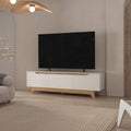 Lyman Entertainment Center With Two Doors. White And Natural Oak