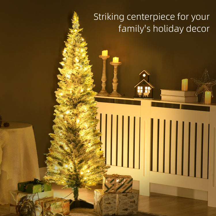 Homcom 5' Tall Pre Lit Slim Noble Fir Artificial Christmas Tree With 110 Warm White Led Lights And 294 Tips, For Christmas Decoration, Green