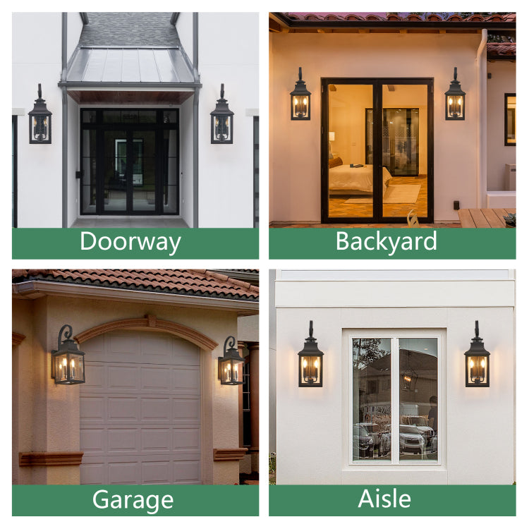 23" H 1 Pack Outdoor Wall Lantern Light Vintage Black Metal Sconce With Clear Seeded Glass For Porch, Patio, And Garden Bulb Not Included