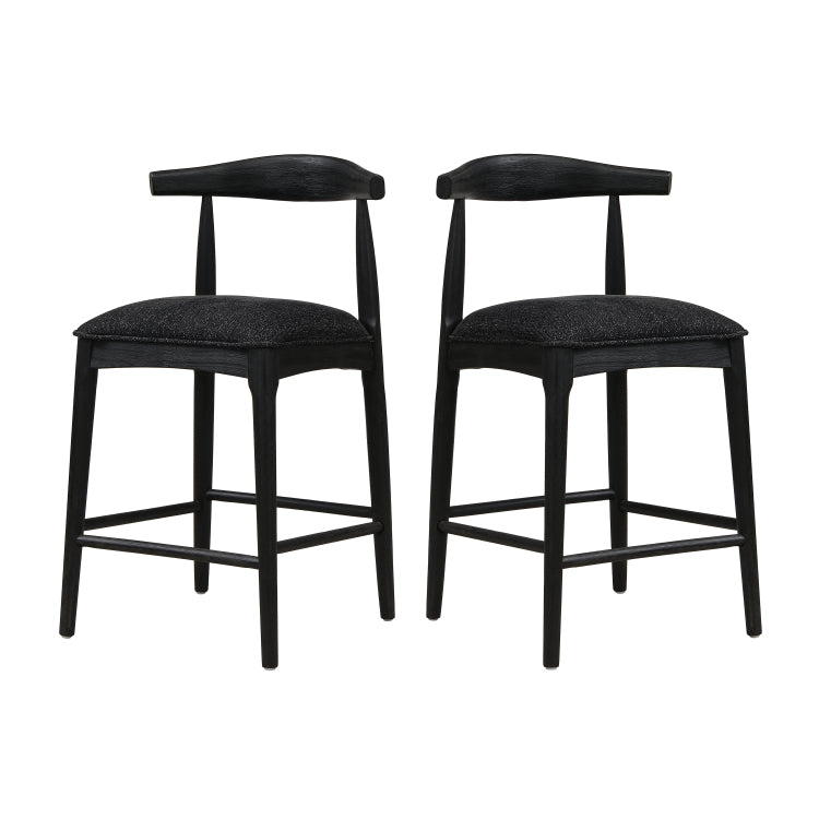 Counter Stool In Black Fabric Set Of 2
