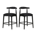 Counter Stool In Black Fabric Set Of 2
