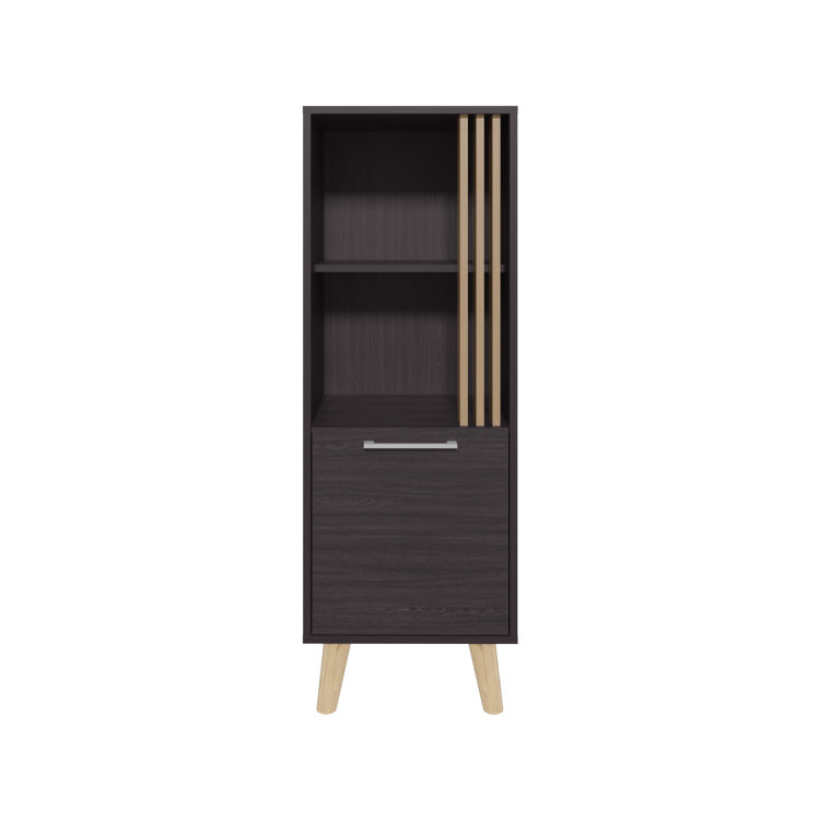 Vance 47" High One Door Cabinet With Two Open Shelves Dark Wengue Light Oak
