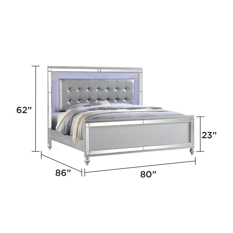 Sterling King 4 Pc Led Bedroom Set Made With Wood In Silver Nj Inventory
