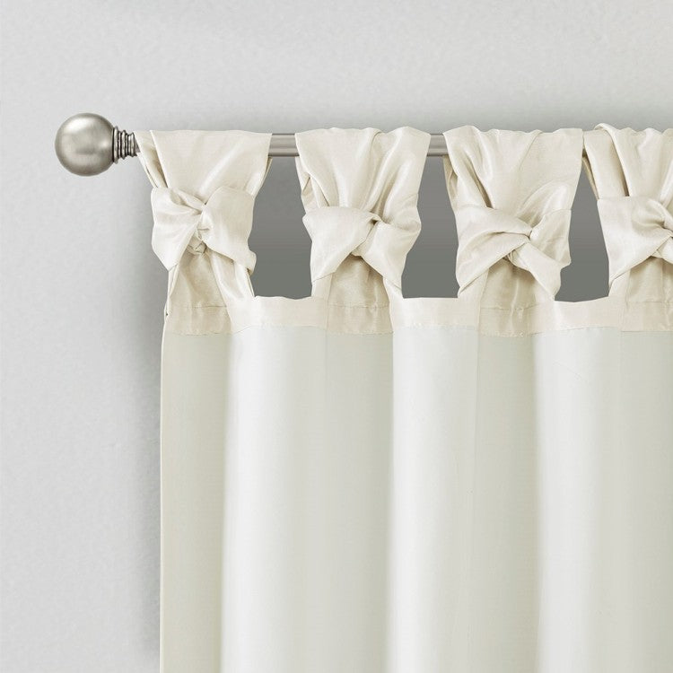 Twist Tab Lined Window Curtain Panel White 50X95"