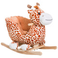 Qaba Kids Plush Rocking Horse Giraffe Style Themed Ride On Chair Toy With Sound Brown