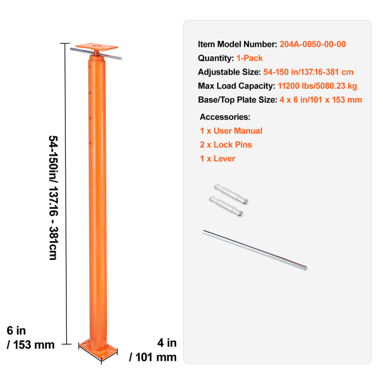 Adjustable Floor Jack Post House Floor Leveling Lift 54" 150" Height Range