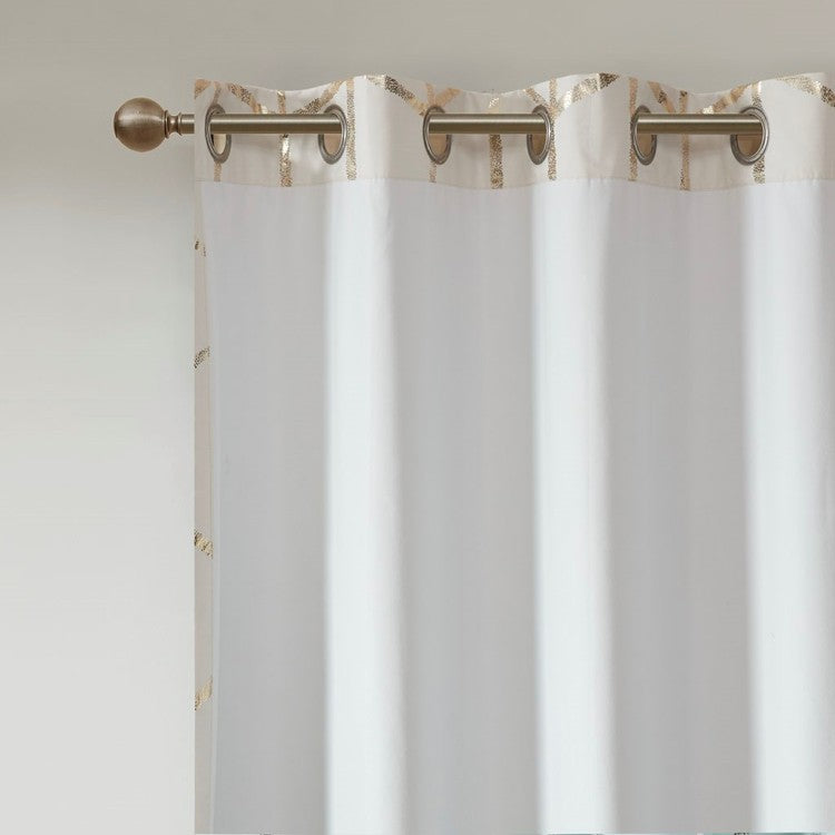 Total Blackout Metallic Print Grommet Top Curtain Panel Only 1 Pc Panel