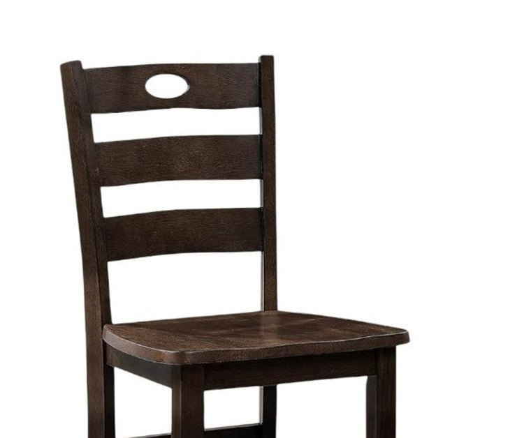 Transitional Style Espresso Finish 5Pc Dining Table Set 1X Square Counter Height Dining Table 4X Slat Back Chairs Dining Room