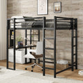 Loft Bed With Desk, Metal Loft Bed Full Size, Full Loft Bed Frame With Desk And Storage Compatible With Boys Girls Teens, Black Bedroom Bed Frame