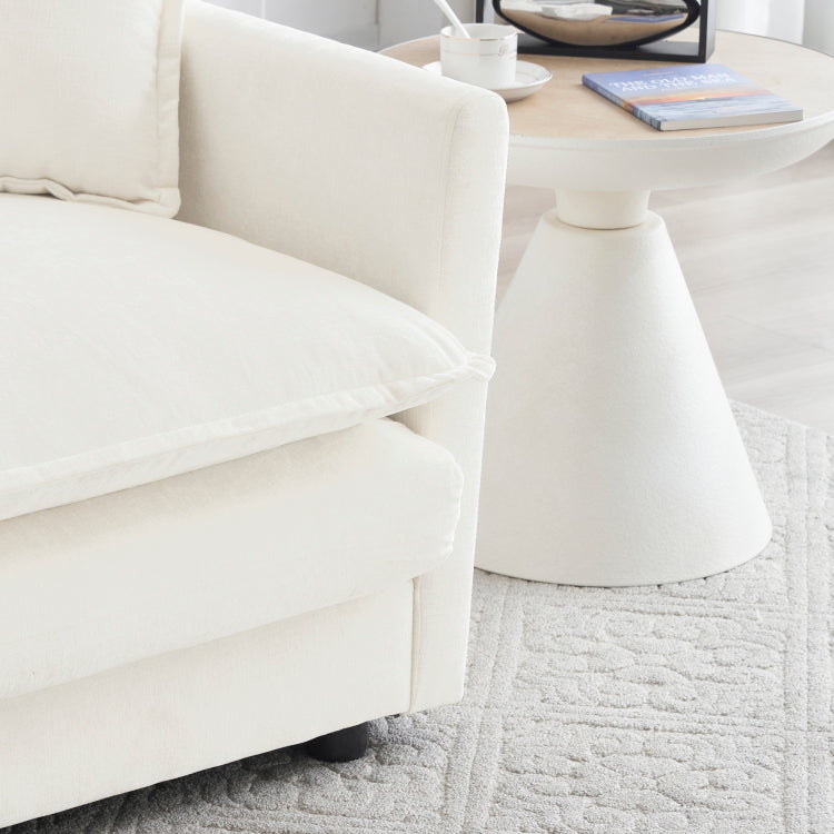 U Shaped Sectional Sofa W Reversible Footrest, 5 Seater Convertible Corner Couch With 2 Ottomans ,Modern Minimalist Soft Sofa & Couch For Living Room , White