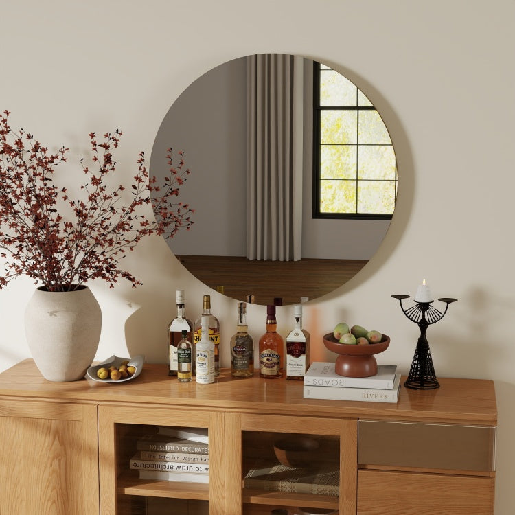 80Cm Bathroom Mirror, Round Mirror, Wall Mount