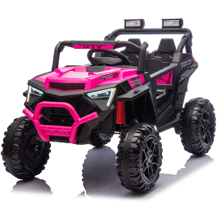 24V 400W Kids Ride On Electric Utv W Parents Remote Control,Four Wheel Suspension,Led Lights,Portable Handle,Advanced Center Panel With Usb,Mp3,Music,Bluetooth,Power Display For Kids Aged 3