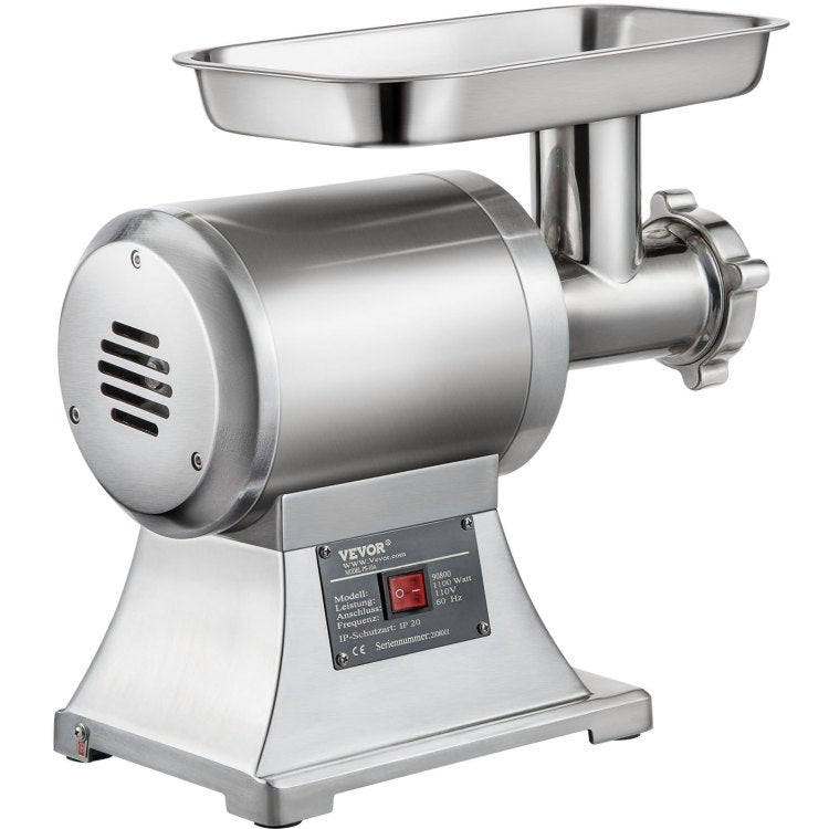 Commercial Meat Grinder,550Lb H 1100W Electric Meat Grinder, 220 Rpm Heavy Duty Stainless Steel Industrial Meat Mincer W 2 Blades, Grinding Plates & Stuffing Tubes