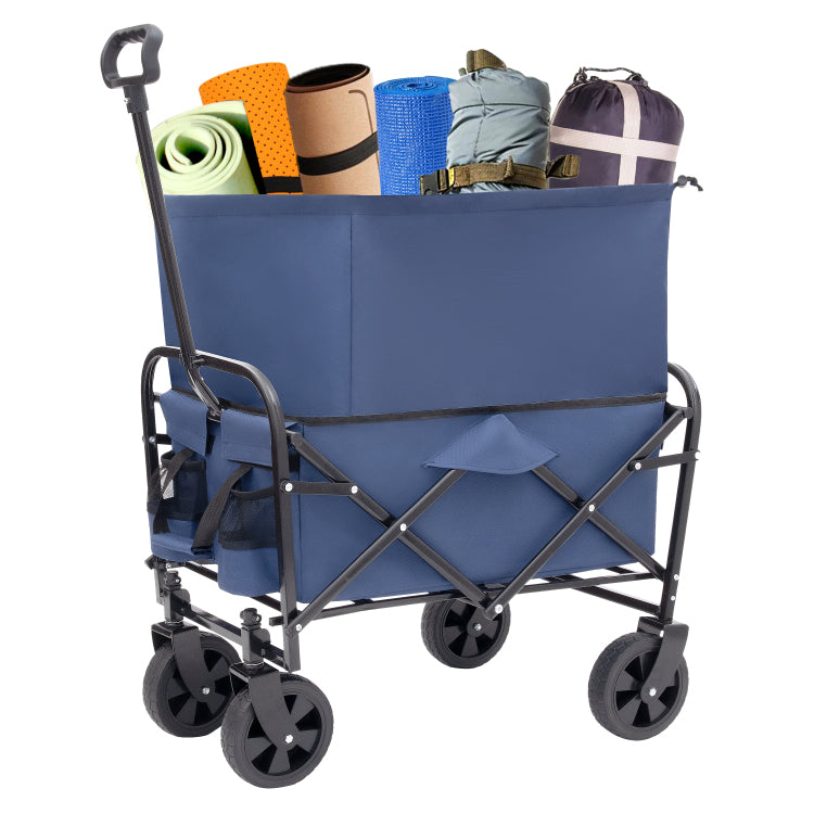 Minimeetall Multi Use Bag,Collapsible Foldable Wagon Cart Beach Wagon Heavy Duty Utility Cart Utility Wagon Grocery Cart For For Camping 3Pcs Plastic Liner Bag Cover , Dark Blue