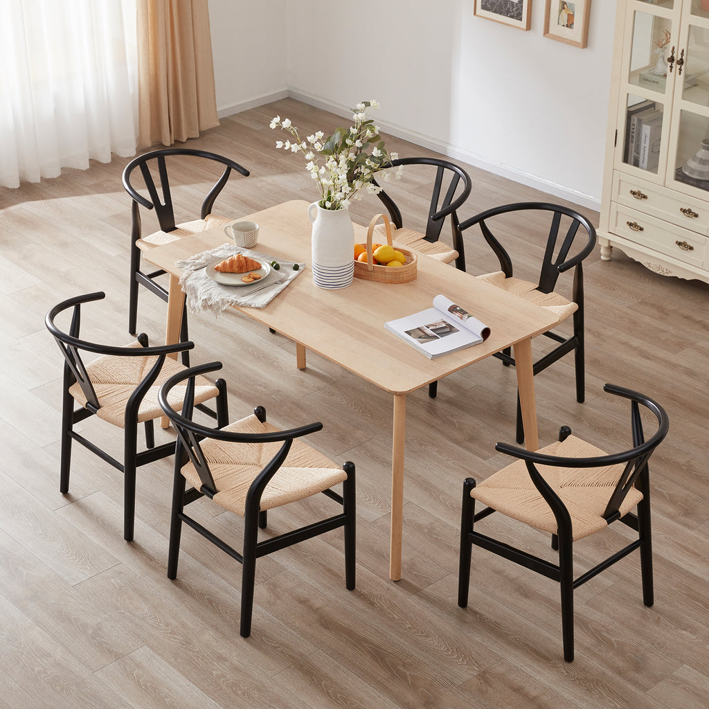 Two Wood Wishbone Dining Room Chairs Mid Century Modern Wooden For Your Beach House, Fully Assembled