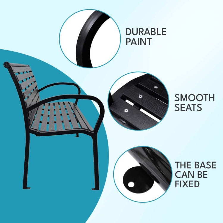 45.7In. Patio Bench Black Steel And Wpc