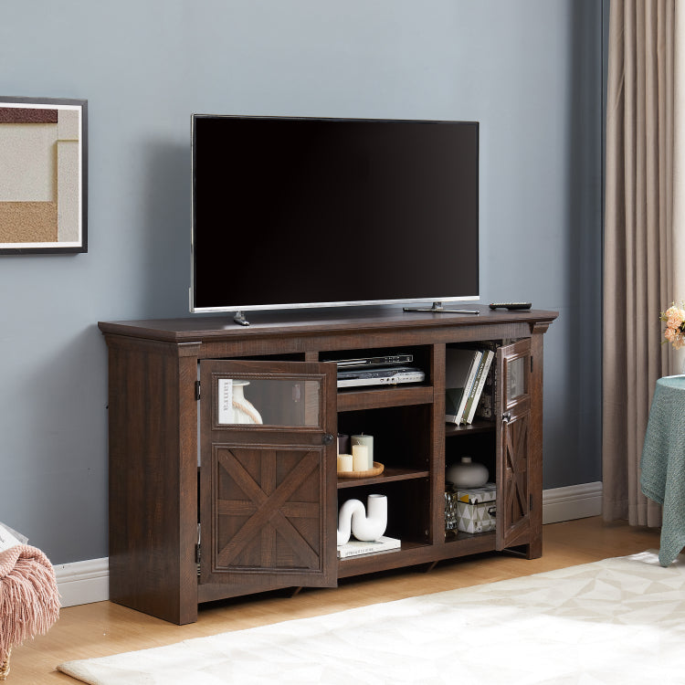 2 Doors Cabinet Farmhouse Cabinet, Farmhouse Tv Stand Barn Design,Modern Farmhouse Tv Media Stand, Large Barn Inspired Home Entertainment Console,Espresso, 60.23"W*15.35"D*31.7"H