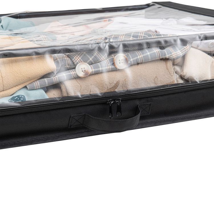 Set Of 2 Under Bed Rolling Storage Container With Transparent Cover, Versatile Space Saving Design, And Smooth Glide Multi Directional Wheels Ideal For Organizing Clothes, Shoes, And More