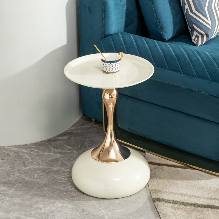 Small Round Side Table For Small Space ,Cocktail Table,Living Room Small Coffee Table, White End Table