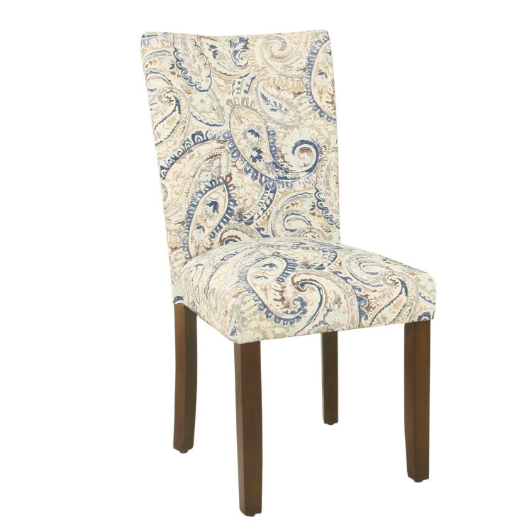 Jax Parsons Dining Chair Set Of 2, Cream Blue Velvet Paisley Print