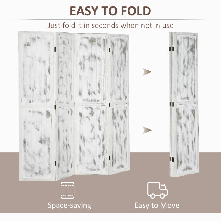 Homcom 5.5' 4 Panel Room Divider Folding Privacy Screen Panels, White