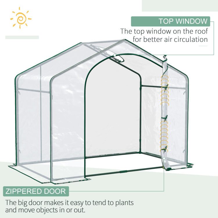 Outsunny 6' X 3' X 5' Portable Walk In Greenhouse, Pvc Cover, Steel Frame Garden Hot House, Zipper Door, Top Vent For Flowers, Vegetables, Saplings, Clear