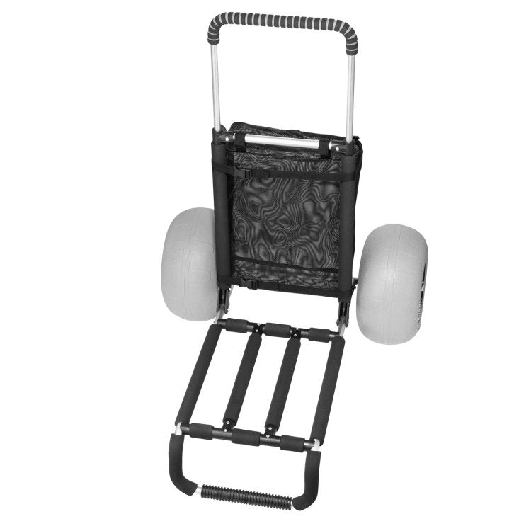 Beach Dolly With Big Wheels For Sand, 29.9" X 15.4" Cargo Deck, W 12" Balloon Wheels, 165Lbs Loading Capacity Folding Sand Cart & 27" To 44.7" Adjustable Height, Heavy Duty Cart For Beach