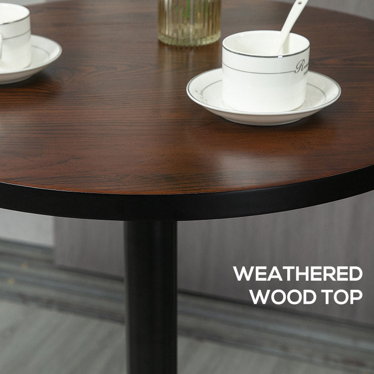 Homcom 42" H Bar Height Round Bar Table, Rustic Industrial Pub Table, Elm Wood Top Bistro Table With Metal Base