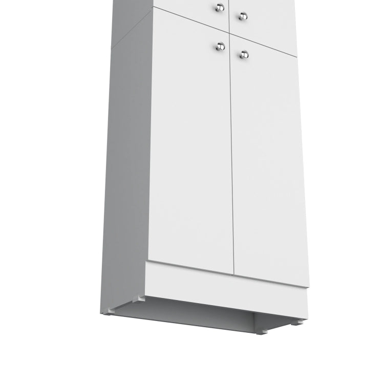 White Pantry Cabinet With 4 Doors And 5 Hidden Shelves