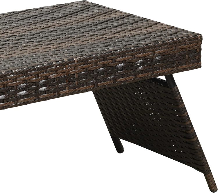 Portable Folding Wicker Table, Brown