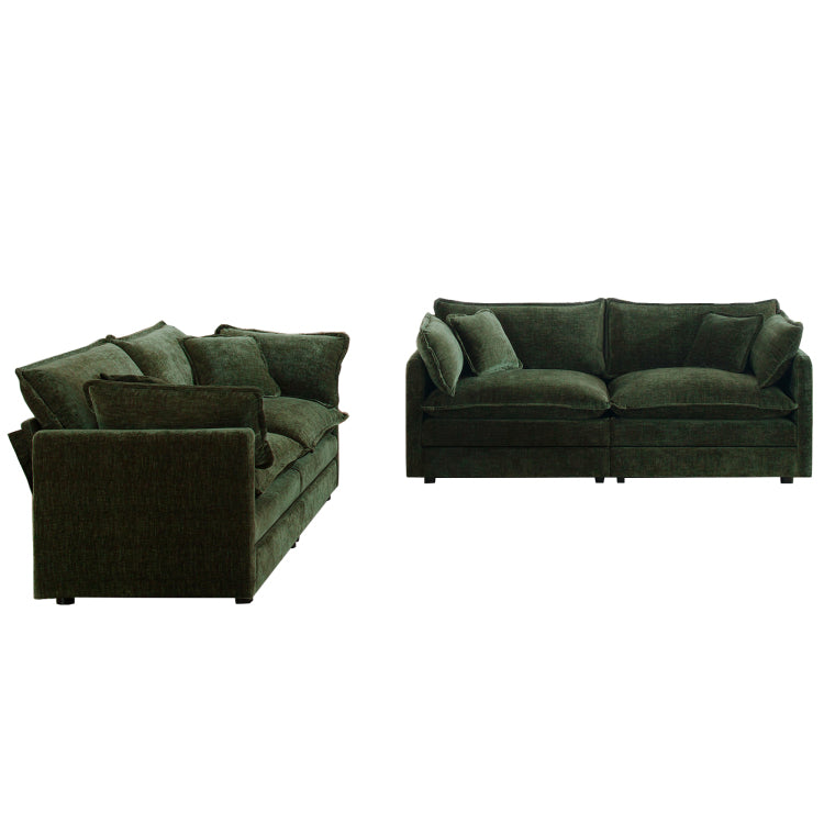 2 Piece Living Room Set , 2 Pieces Upholstered Loveseat And Couch For Home Office Lounge, Sofa Set Of 2, 2 Piece 2 2 Seat Couch Set For Living Room ,Green Chenille