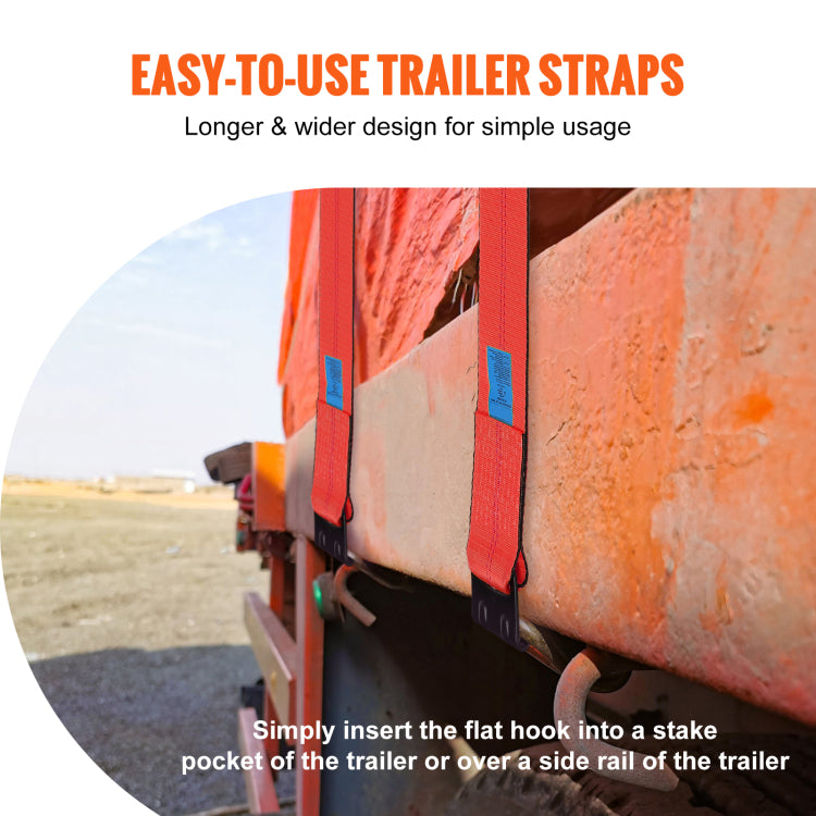 Winch Straps, 4" X 30', 6000 Lbs Load Capacity, 18000 Lbs Breaking Strength, Truck Straps With Flat Hook, Flatbed Tie Downs Cargo Control For Trailers, Farms, Rescues, Tree Saver, Red 10 Pack