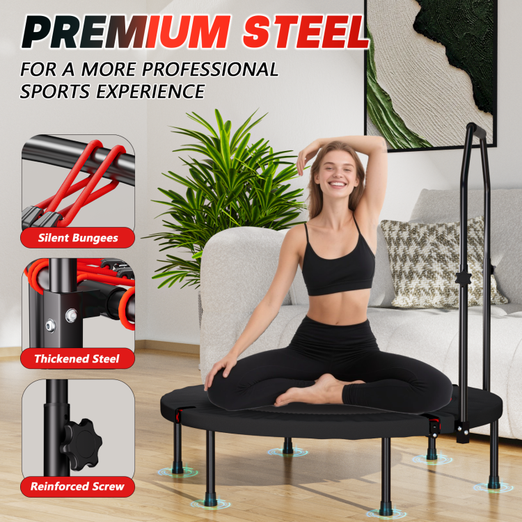 Yc 40Inch Foldable Trampoline With Handle Premium Elastic Black