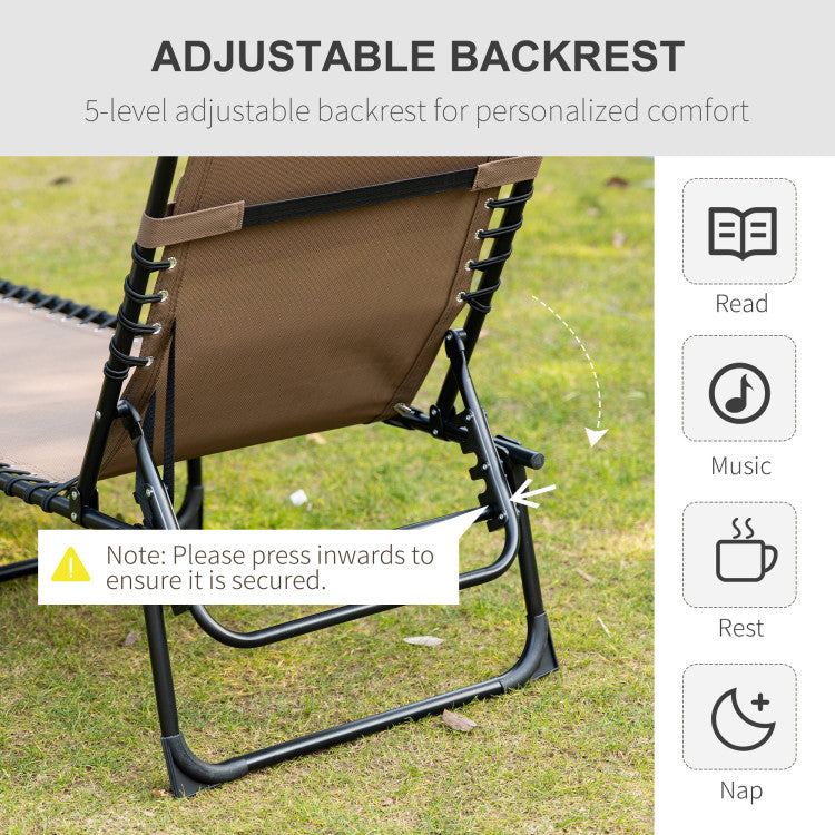 Outsunny Reclining Chaise Lounge Chair, Portable Sun Lounger, Folding Camping Cot, With Adjustable Backrest And Removable Pillow, For Patio, Garden, Beach, Brown