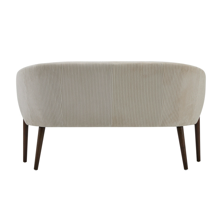 Corduroy Recessed Arm Loveseat Beige Walnut 65780