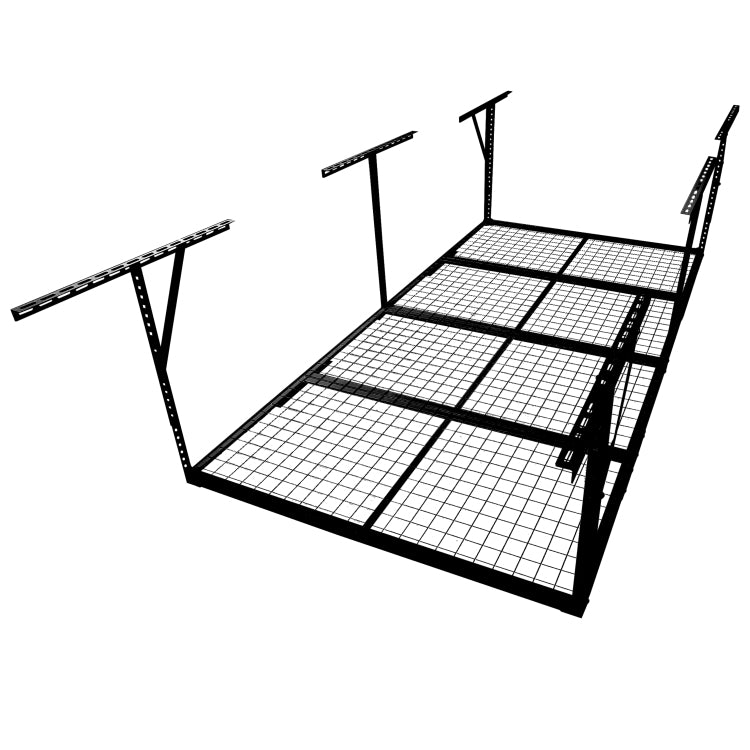 3X8Ft Overhead Garage Storage Rack, Heavy Duty Metal Garage Ceiling Storage Rack, 22'' 40" Adjustable Ceiling Drop Down, 600 Lb. Loading Weight Capacity, Black Color