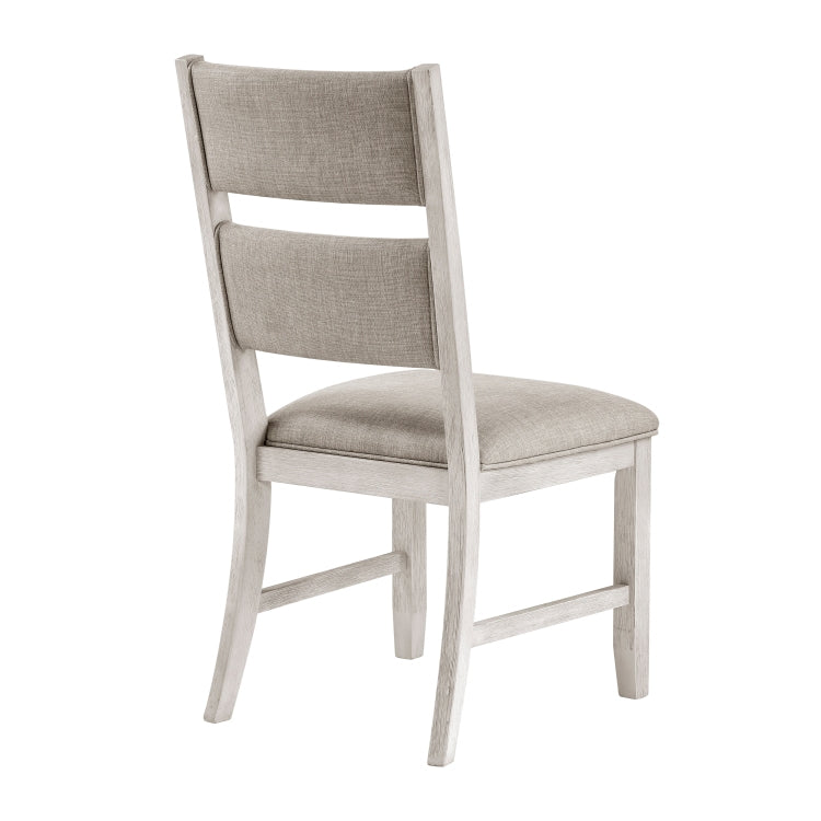Modern Farmhouse Dining Side Chairs Set Of 2 Antique White Finish Upholstered Seat Back Wooden Furniture