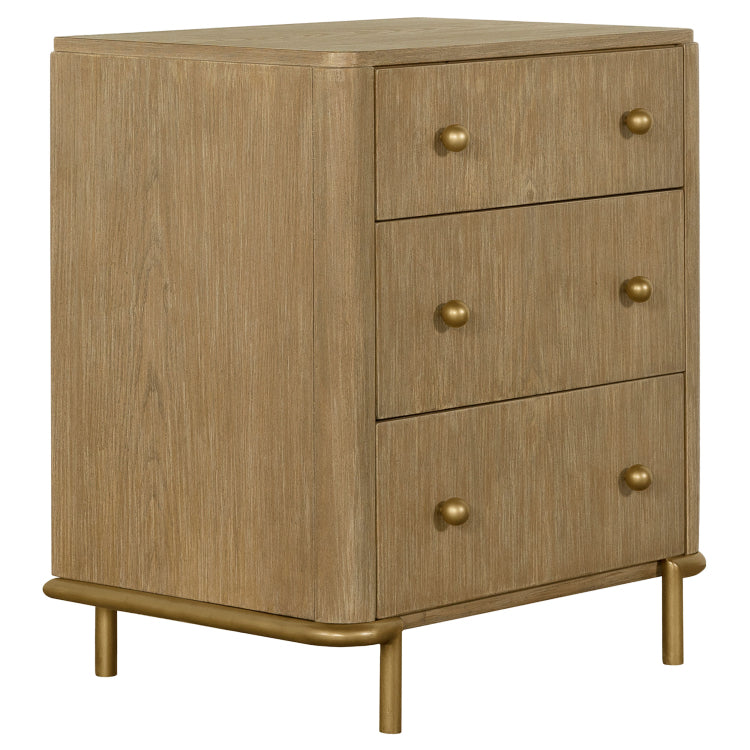 Sand Wash 3 Drawer Nightstand With Usb Ports