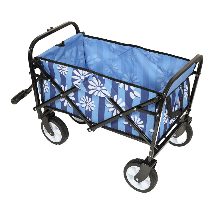 Minimeetall Colorful Collapsible Foldable Wagon Cart With Strapping System, Beach Wagon ,Utility Wagon Grocery Cart Camping Shopping Sports Gardeing Fishing Supports 225Lbs,Blue Vertical