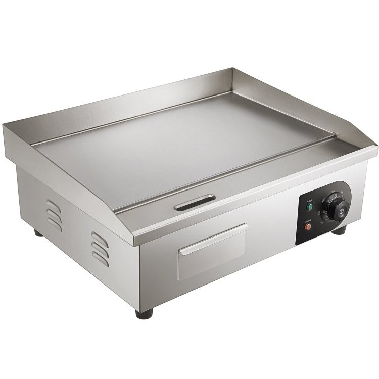 Commercial Electric Griddle, 21", 1600W Countertop Flat Top Grill, Stainless Steel Teppanyaki Grill With Iron Cooking Plate, 122 572 Adjustable Temp Control 2 Shovels & Brushes, 110V