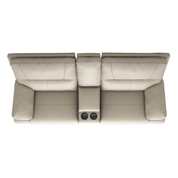 Malibu 79" Modern Power Motion 3 Piece Reclining Loveseat Sofa With Cup Holders, Cream Taupe Beige