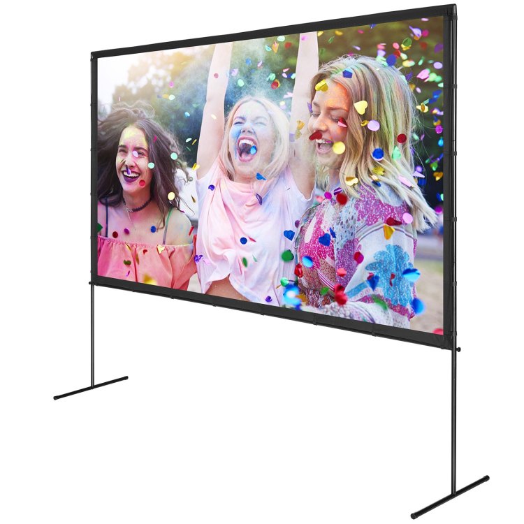 Projector Screen With Stand, 120 Inch 16:9 4K 1080 Hd Outdoor Movie Screen With Stand, Wrinkle Free Projection Screen With Bar Feet And Carry Bag, For Home Theater Cinema Backyard Movie Night