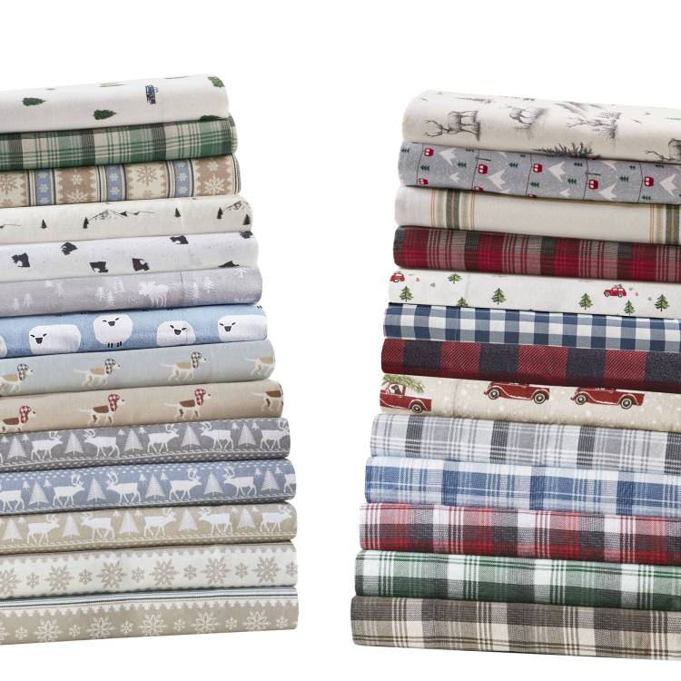 4 Piece King Sheet Set,Tan Plaid