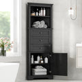 Black Triangle Tall Cabinet With 3 Drawers And Adjustable Shelves For Bathroom, Kitchen Or Living Room, Mdf Board With Painted Finish Wf306469Aag Color