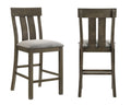 2Pc Counter Height Rustic Upholstered Dining Chairs Rich Wood Finish Wooden Dining Room Furniture Brown