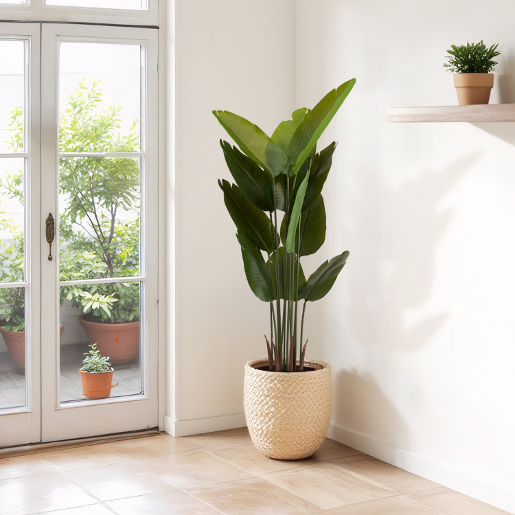 Artificial Bird Of Paradise Plant, 5.2Ft Tall Faux Tropical Palm Tree In Pot For Indoor Or Outdoor Home, Office, Or Garden Decoration, 2Pcs Set