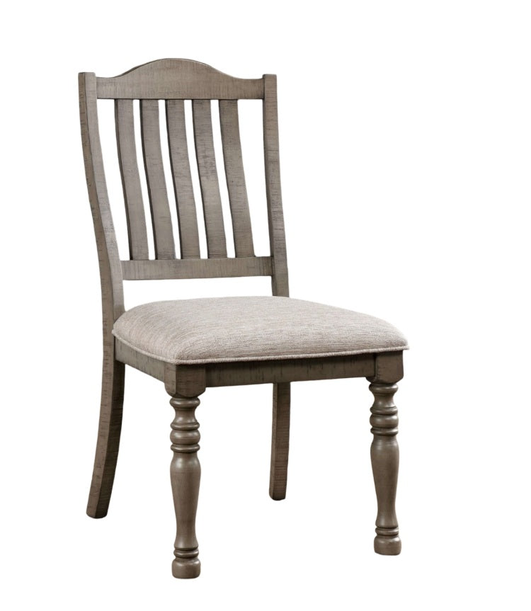 Transitional Style 2Pcs Side Chairs Antique Gray Solid Wood Gray Fabric Dining Room Furniture Chair Turned Legs