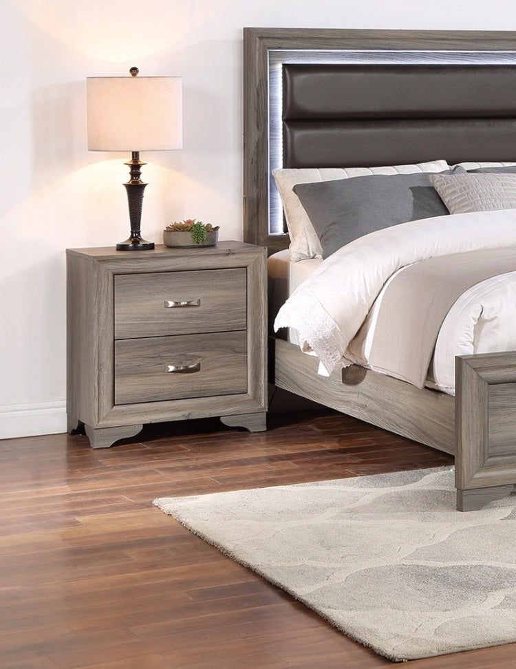 Modern 1Pc Nightstand Wooden Bedside Table 2 Drawers Bedroom Furniture