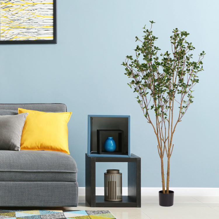 5.2Ft Artificial Tree Graceful Evergreen Faux Plant With Lifelike Natural Look Leaves And Sturdy Pot Ideal For Enhancing Indoor Home Decor Office Bedroom Or Hallway Decoration 1Pc Set